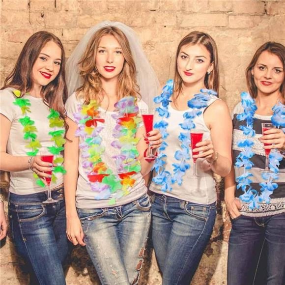 Hawaiian Leis 50 Counts Hawaii Flower Leis Adults + Kids Luau Party Decorations - Picture 3 of 6